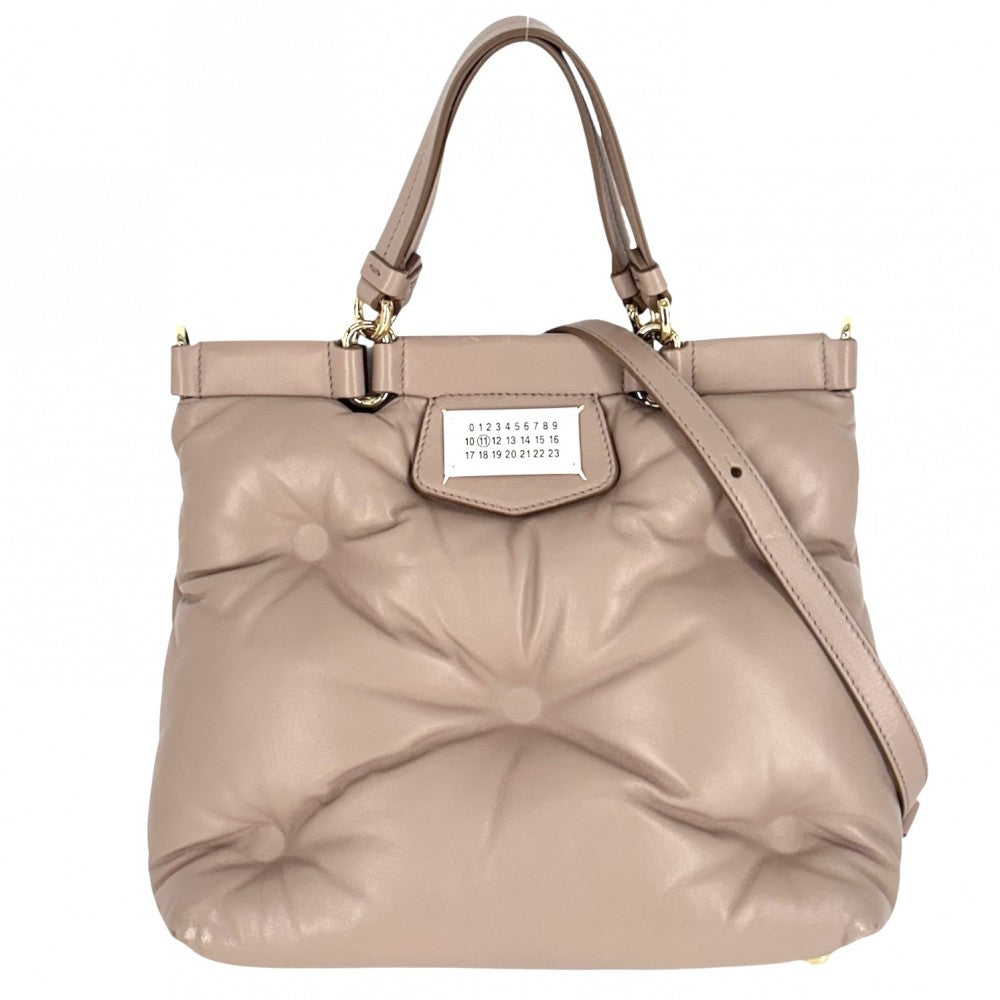 【開店SALE】 MARTIN MARGIELA マルタンマルジェラ 2WAY MAISON MARGIELA グラムスラム メゾンマルジェラ ハンドバッグ ショルダーバッグ レザー ピンクベージュ ゴールド金具 レディース【中古品】