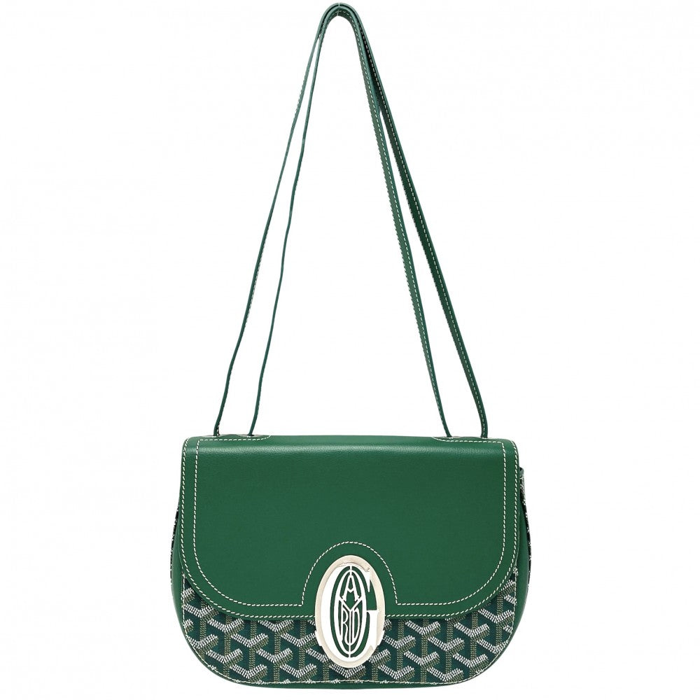 GOYARD ゴヤール ショルダーバッグ サック233 PM 233SH2PMLTY09CL09P PVCコーティングキャンバス レザー グリーン 緑 シルバー金具 レディース【中古品】