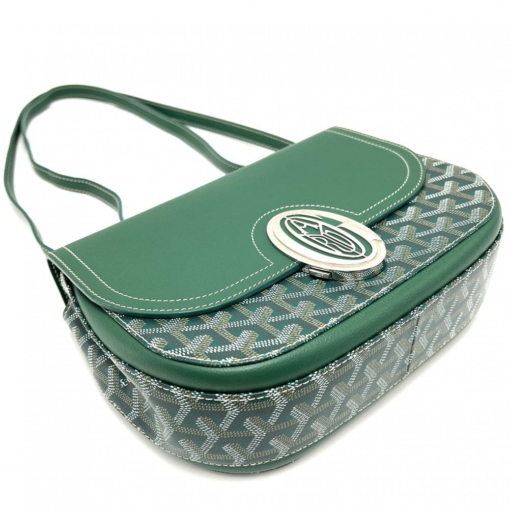 GOYARD ゴヤール ショルダーバッグ サック233 PM 233SH2PMLTY09CL09P PVCコーティングキャンバス レザー グリーン 緑 シルバー金具 レディース【中古品】