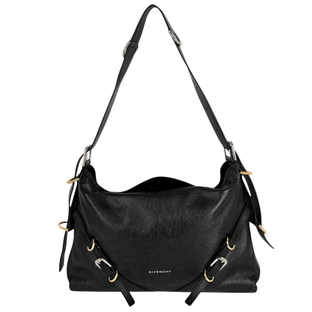 【開店SALE】 GIVENCHY ジバンシィ ショルダーバッグ ヴォワイユ― ミディアム ハンドバッグ 2WAY ジバンシー レザー ブラック 黒 ゴールド金具 レディース【中古品】