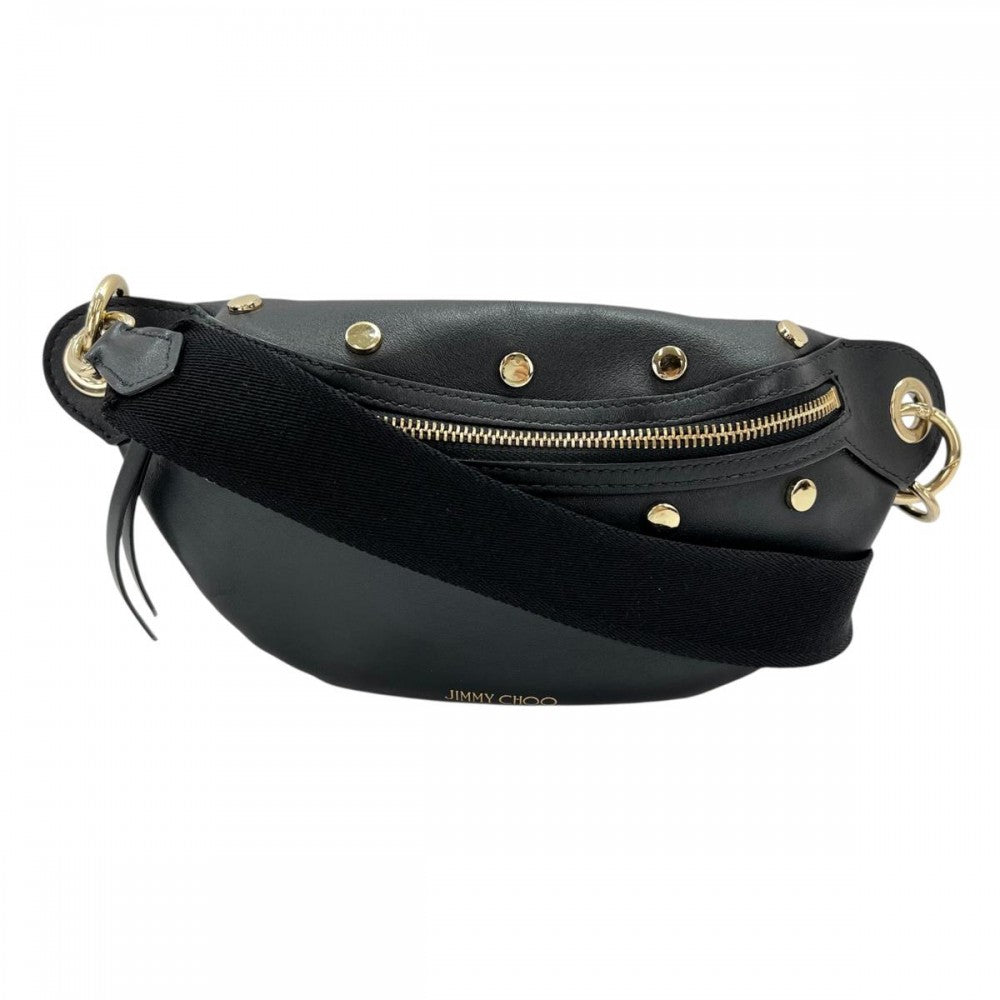 JIMMY CHOO ジミーチュウ ボディバッグ ブラック 黒 ゴールド金具 レディース【中古品】