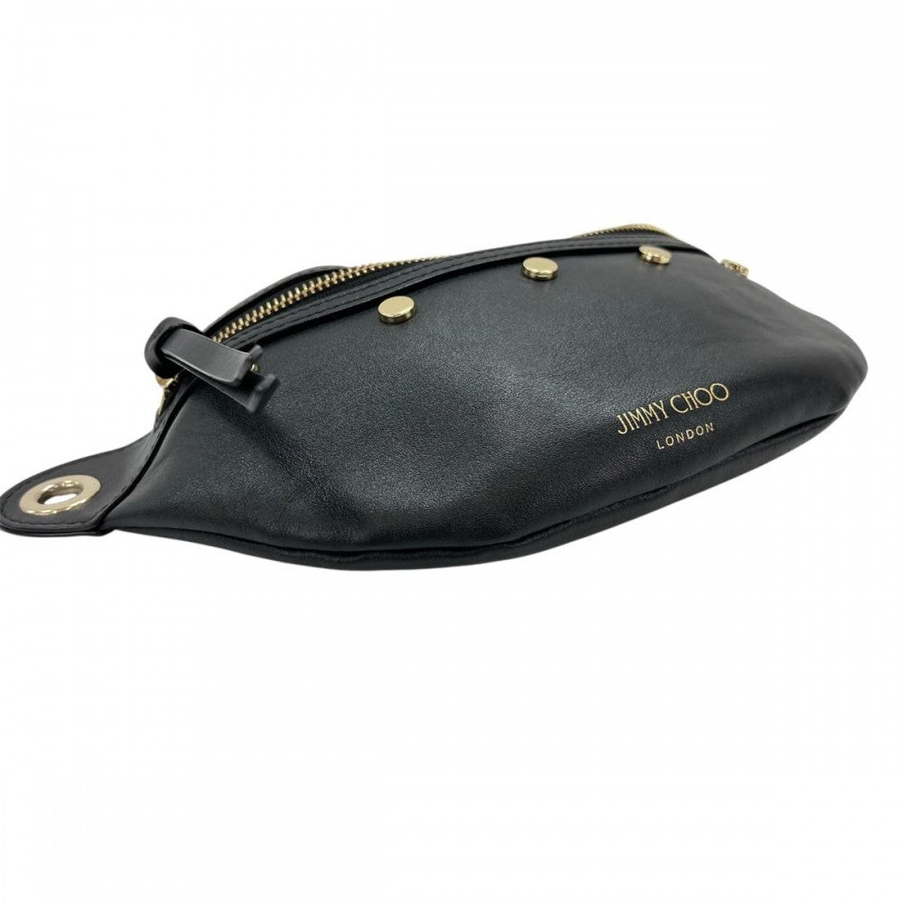 JIMMY CHOO ジミーチュウ ボディバッグ ブラック 黒 ゴールド金具 レディース【中古品】