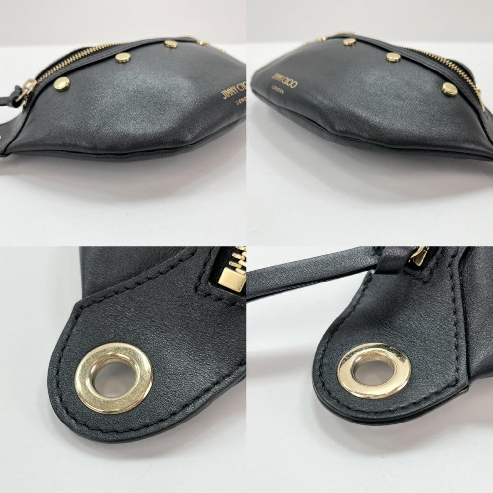 JIMMY CHOO ジミーチュウ ボディバッグ ブラック 黒 ゴールド金具 レディース【中古品】