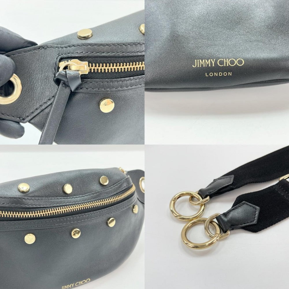 JIMMY CHOO ジミーチュウ ボディバッグ ブラック 黒 ゴールド金具 レディース【中古品】