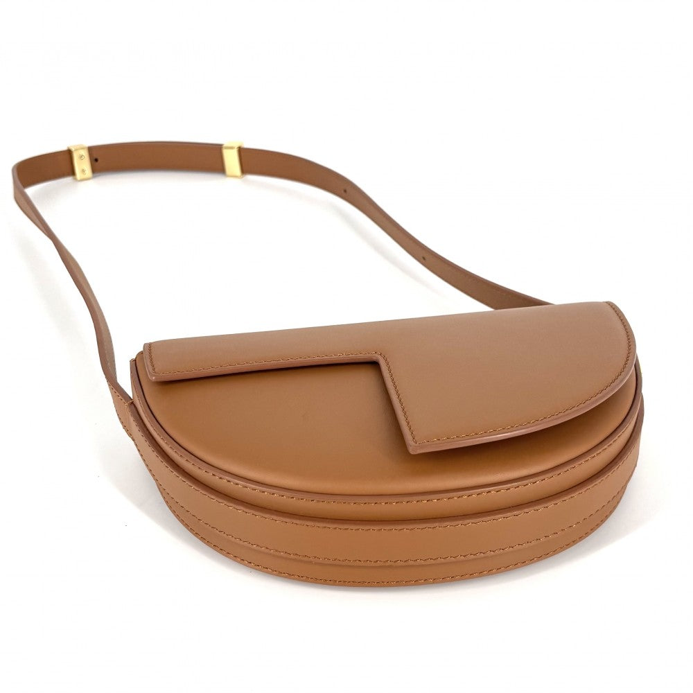 【開店SALE】 ショルダーバッグ PATOU パトゥ Le Patou レザー ブラウン 茶 ゴールド金具 レディース【中古品】