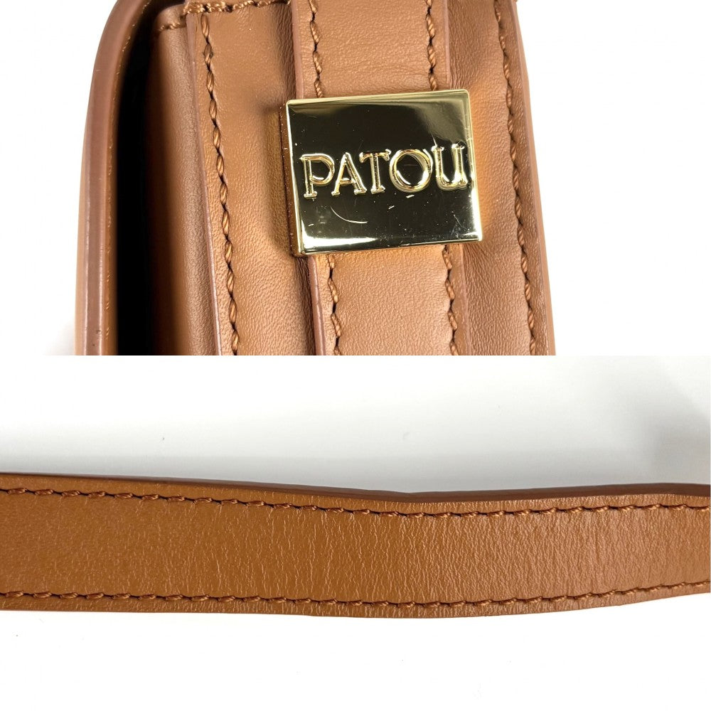 【開店SALE】 ショルダーバッグ PATOU パトゥ Le Patou レザー ブラウン 茶 ゴールド金具 レディース【中古品】