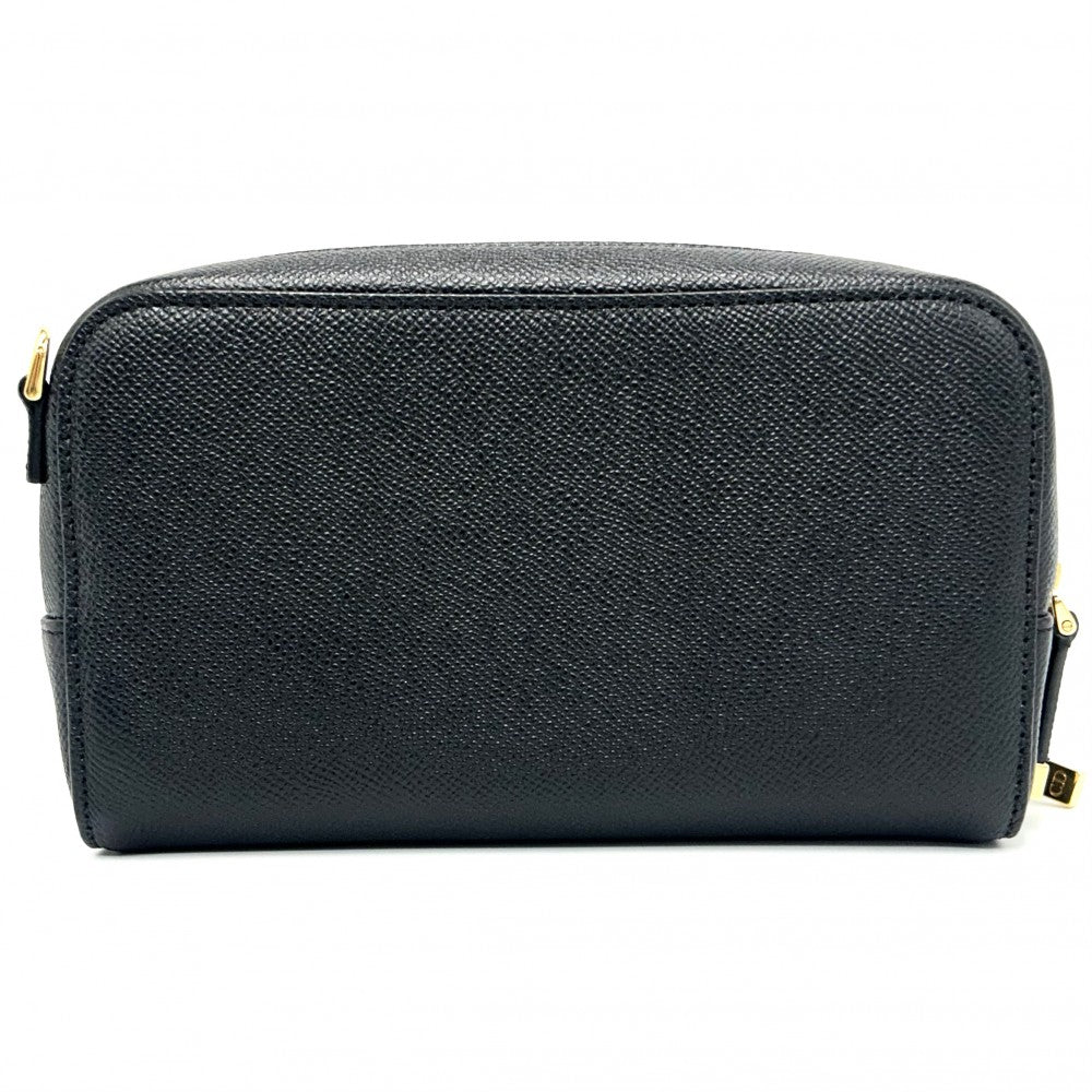 Christian Dior クリスチャンディオール ショルダーバッグ カロ ダブルポーチ レザー ブラック 黒 ゴールド金具 レディース【中古品】