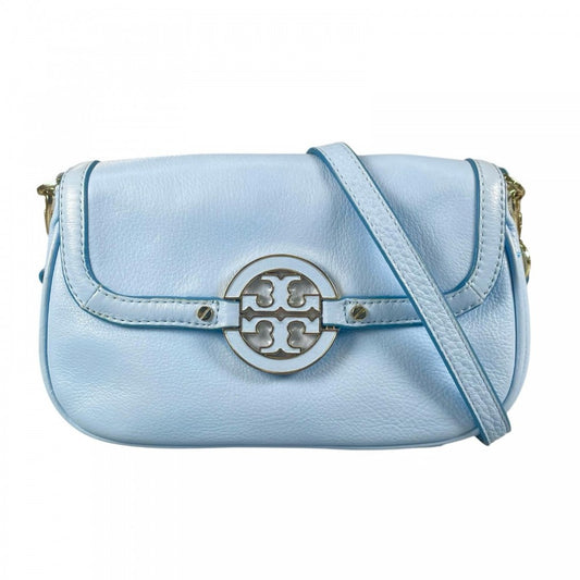 Tory Burch トリーバーチ ショルダーバッグ レザー ブルー 青 ゴールド金具 レディース【中古品】