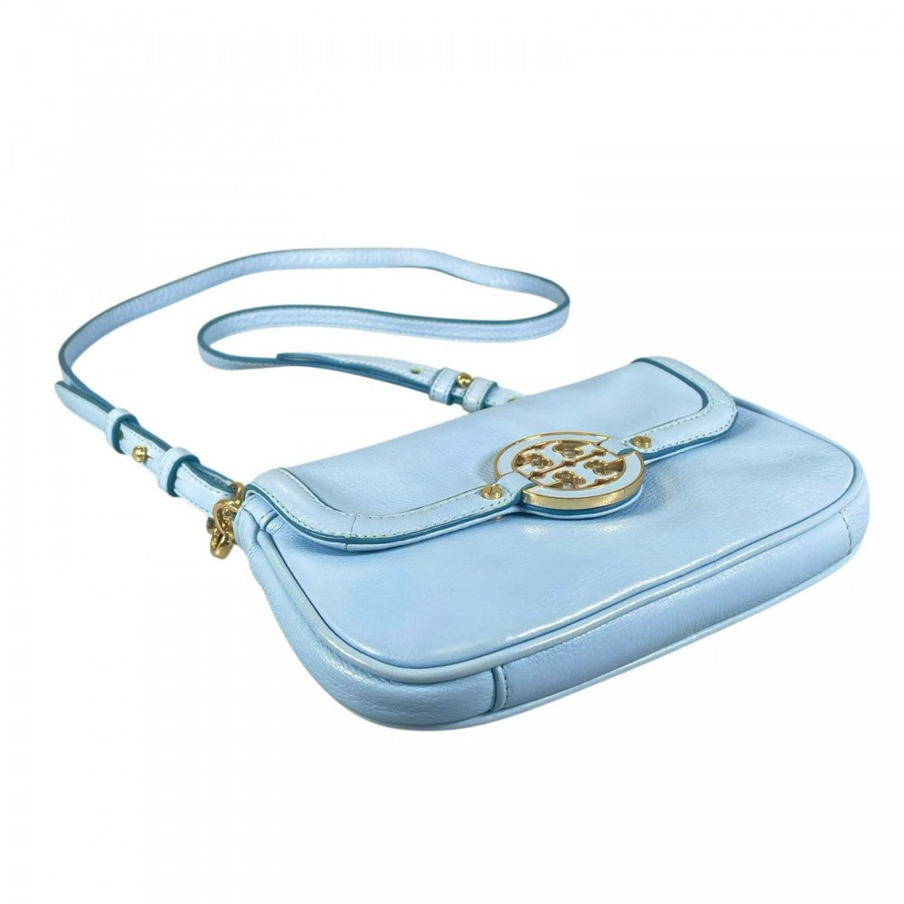 Tory Burch トリーバーチ ショルダーバッグ レザー ブルー 青 ゴールド金具 レディース【中古品】