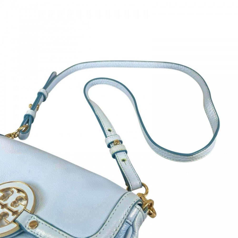 Tory Burch トリーバーチ ショルダーバッグ レザー ブルー 青 ゴールド金具 レディース【中古品】