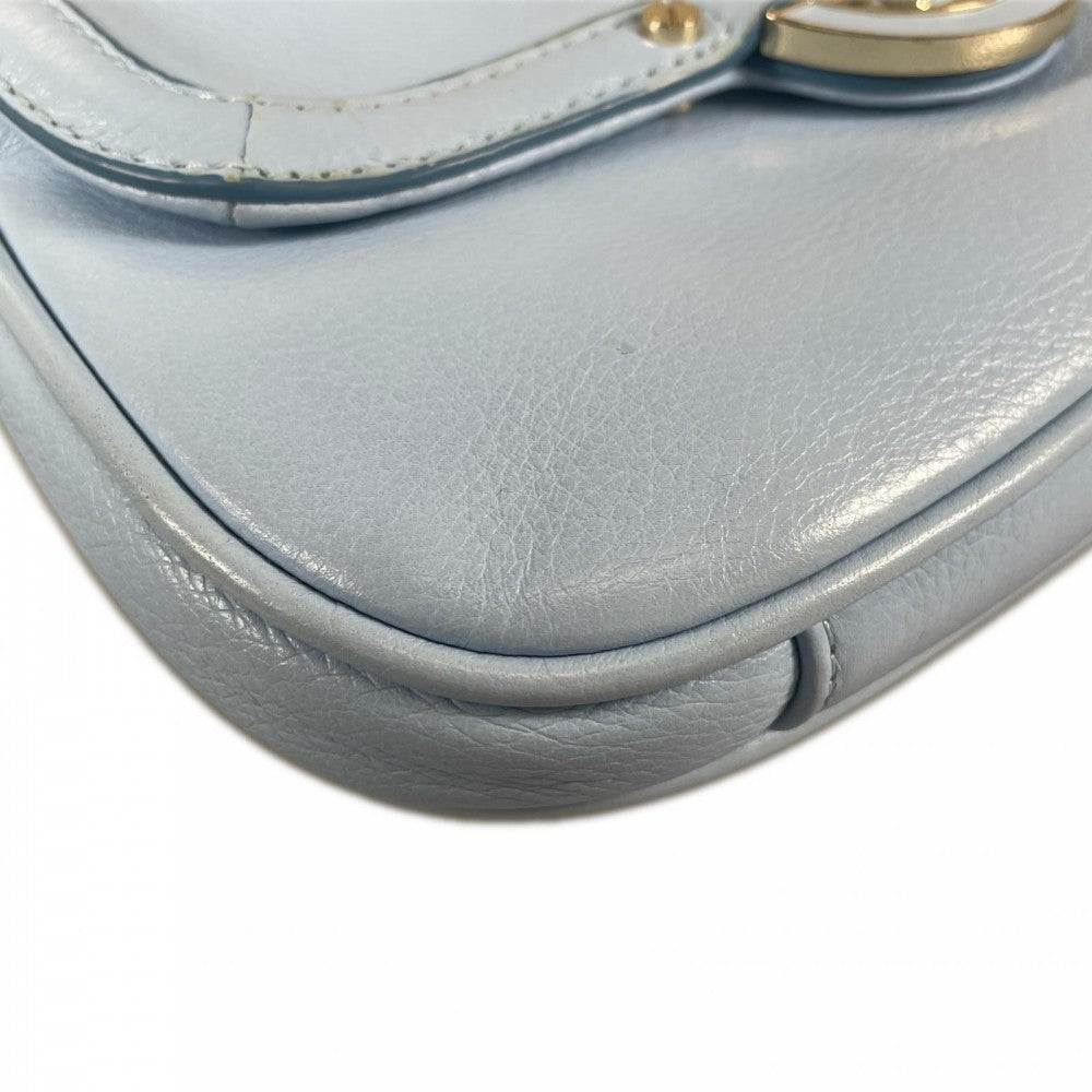 Tory Burch トリーバーチ ショルダーバッグ レザー ブルー 青 ゴールド金具 レディース【中古品】