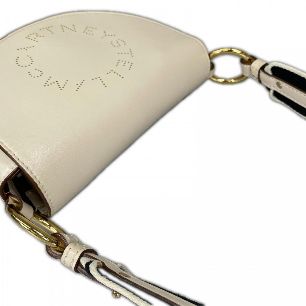 Stella McCartney ステラマッカートニー ショルダーバッグ ミニ マーリー ロゴバッグ 700083W8542 合成皮革 ホワイト 白 ゴールド金具 レディース【中古品】