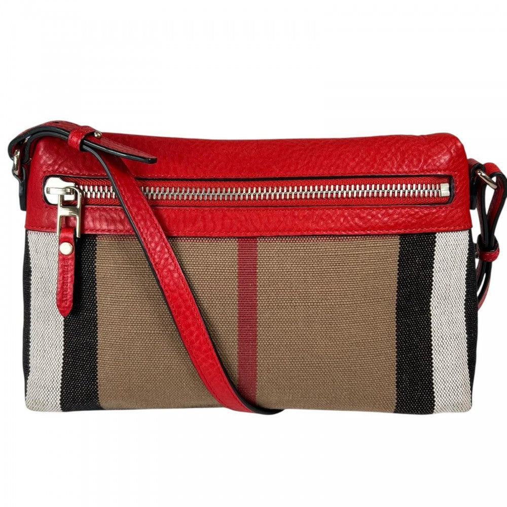 BURBERRY バーバリー ショルダーバッグ キャンバス レザー マルチカラー シルバー金具 レディース【中古品】