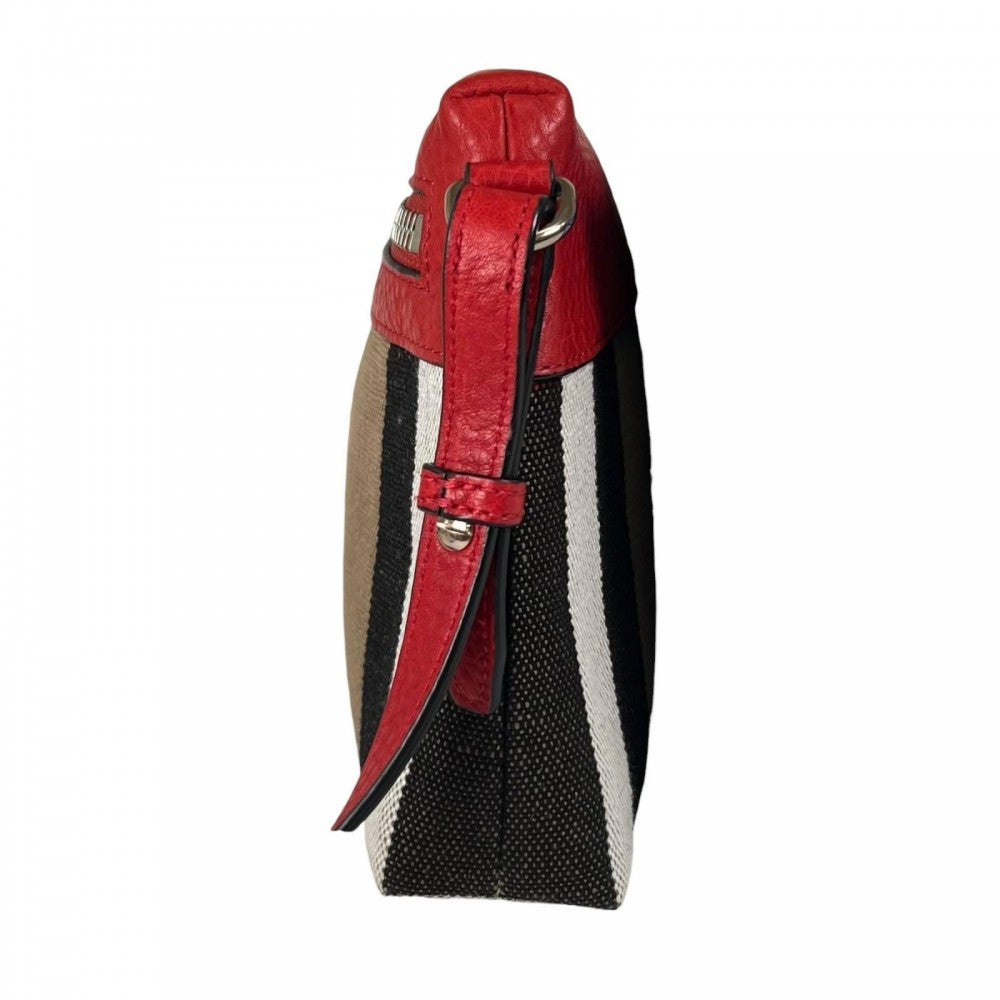 BURBERRY バーバリー ショルダーバッグ キャンバス レザー マルチカラー シルバー金具 レディース【中古品】