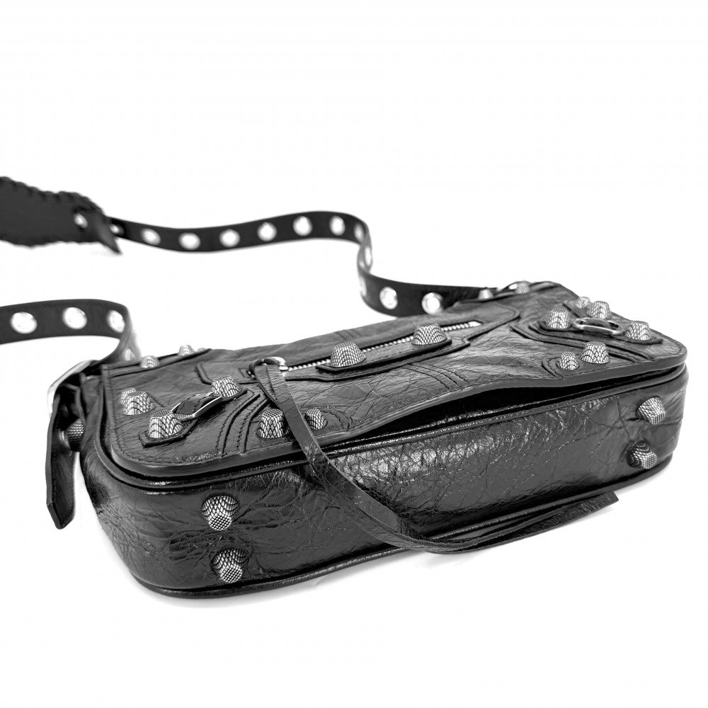 【開店SALE】 BALENCIAGA バレンシアガ ショルダーバッグ フラップバッグ ルカゴールXS LE CAGOLE 719082 レザー ブラック 黒 シルバー金具 レディース【中古品】