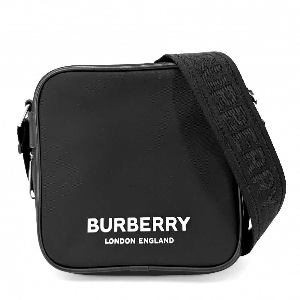 BURBERRY バーバリー ショルダーバッグ パディ クロスボディバッグ スクエア 8066111 ナイロン レザー ブラック 黒 シルバー金具 レディース【中古品】