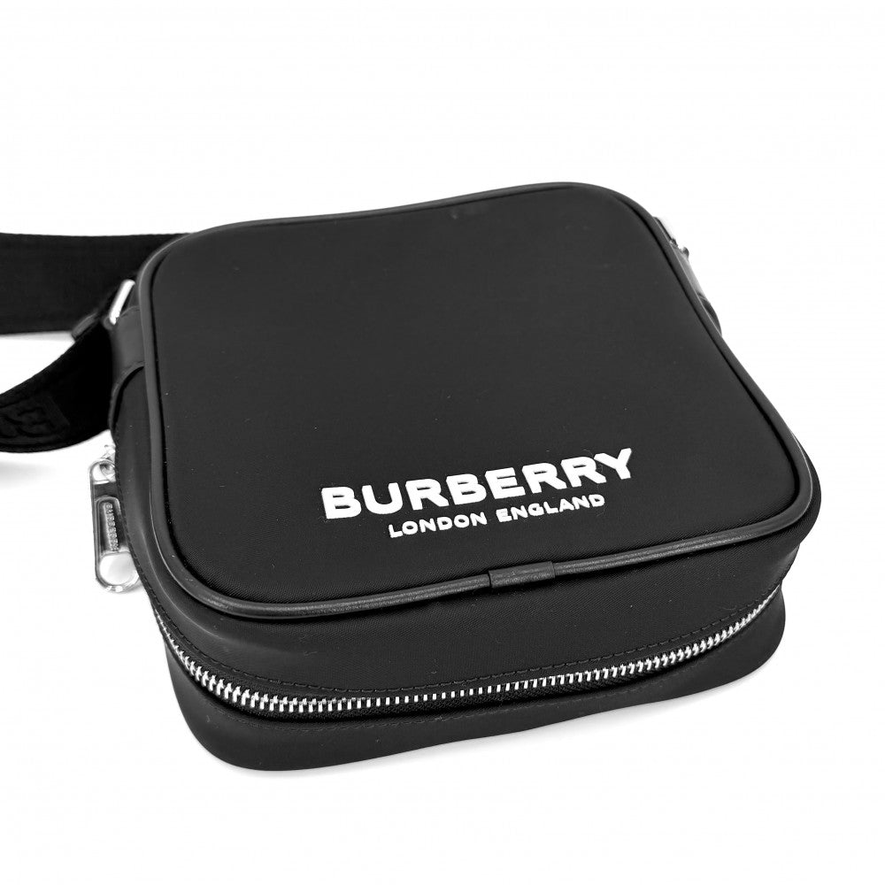 BURBERRY バーバリー ショルダーバッグ パディ クロスボディバッグ スクエア 8066111 ナイロン レザー ブラック 黒 シルバー金具 レディース【中古品】