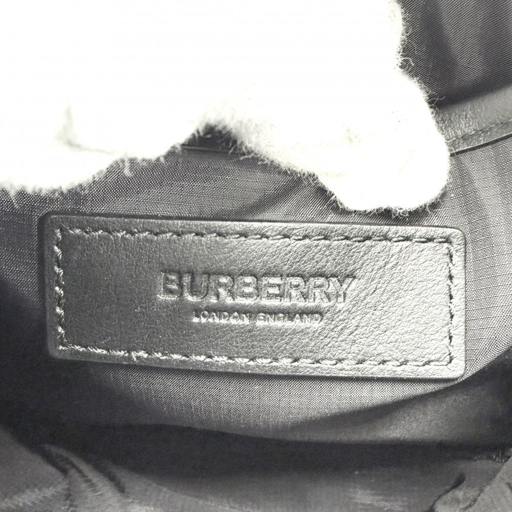 BURBERRY バーバリー ショルダーバッグ パディ クロスボディバッグ スクエア 8066111 ナイロン レザー ブラック 黒 シルバー金具 レディース【中古品】