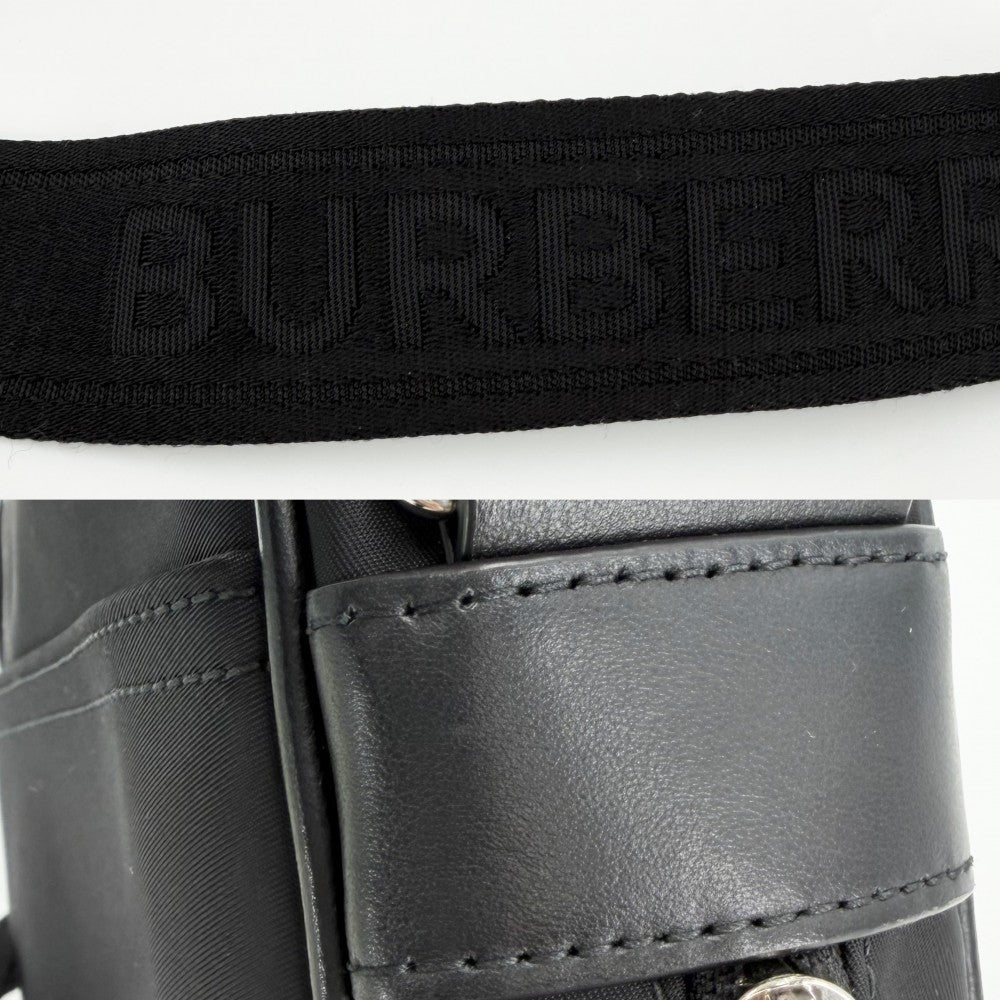 BURBERRY バーバリー ショルダーバッグ パディ クロスボディバッグ スクエア 8066111 ナイロン レザー ブラック 黒 シルバー金具 レディース【中古品】