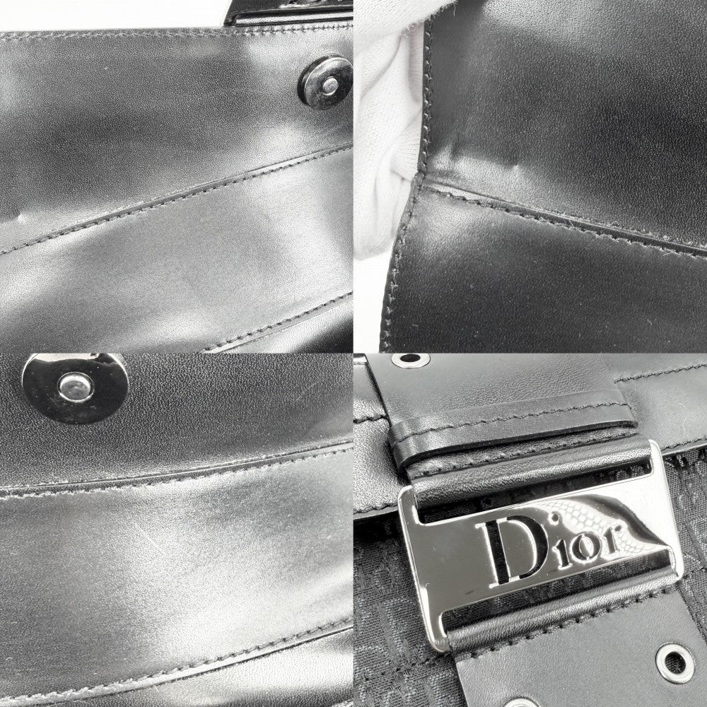 【開店SALE】 Christian Dior クリスチャンディオール ショルダーバッグ ストリートシック トロッター キャンバス レザー ブラック 黒 ガンメタル金具 レディース【中古品】