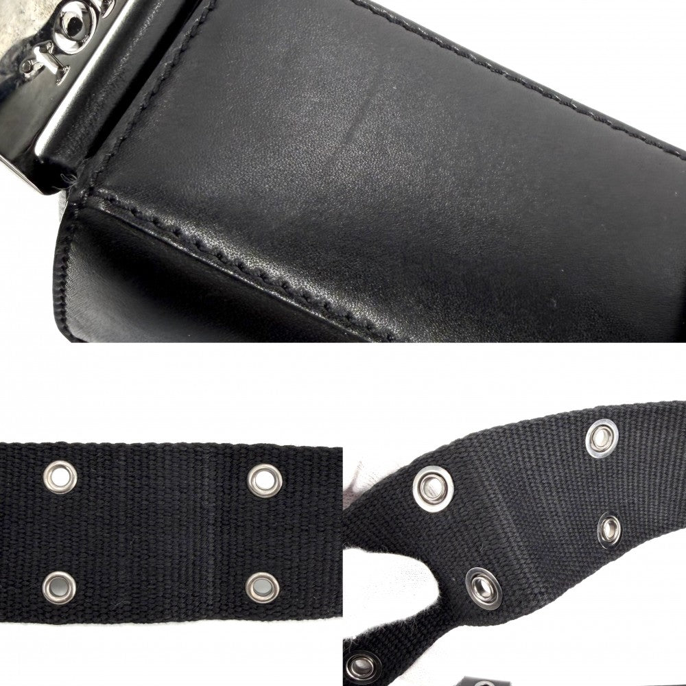 【開店SALE】 Christian Dior クリスチャンディオール ショルダーバッグ ストリートシック トロッター キャンバス レザー ブラック 黒 ガンメタル金具 レディース【中古品】