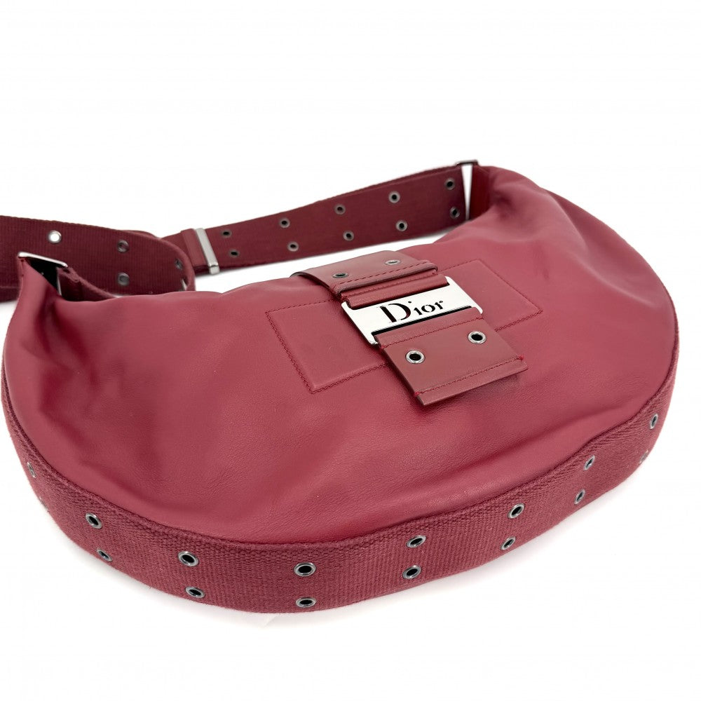 【開店SALE】 Christian Dior クリスチャンディオール ショルダーバッグ ストリートシック ワンショルダー レザー レッド 赤 ガンメタル金具 メンズ【中古品】