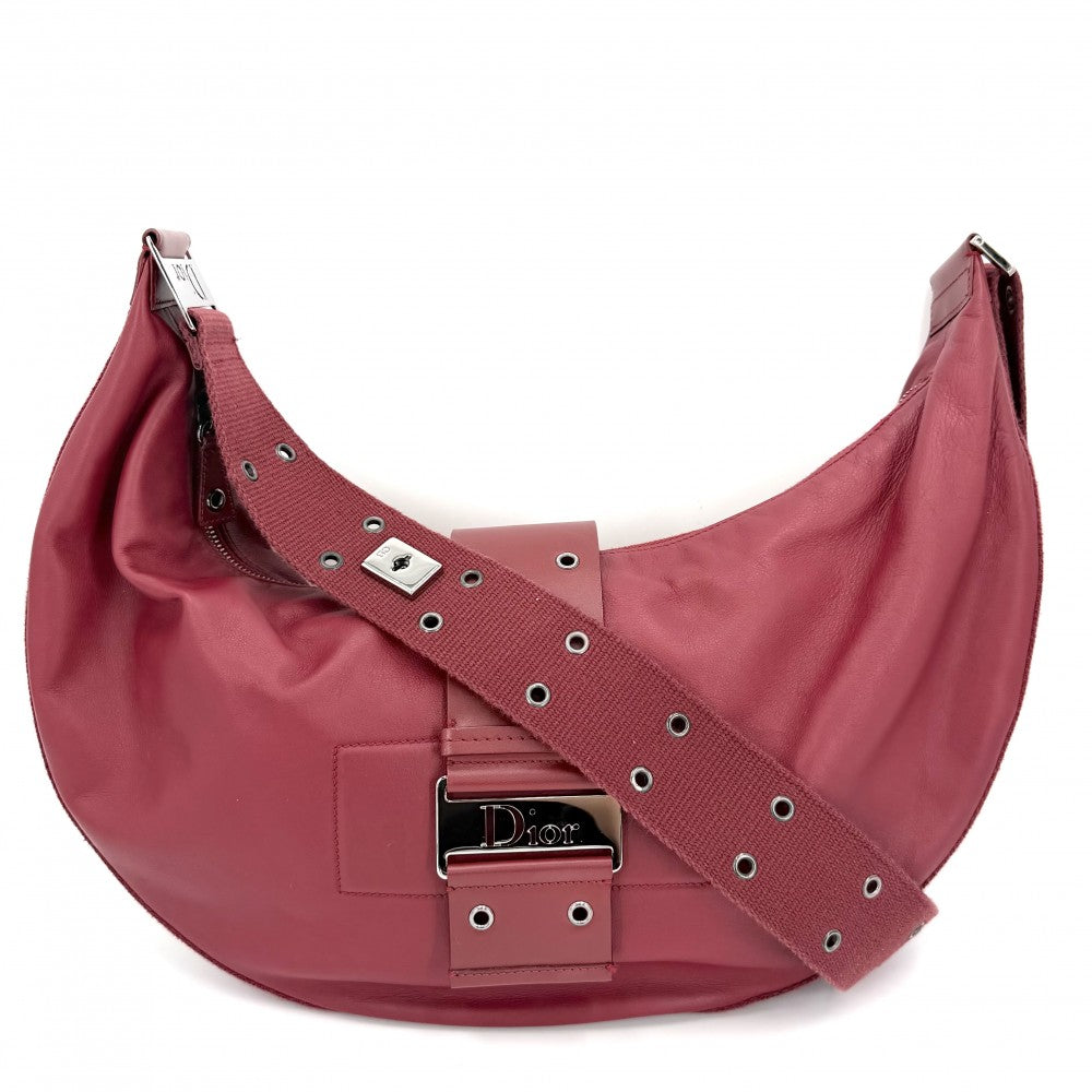 【開店SALE】 Christian Dior クリスチャンディオール ショルダーバッグ ストリートシック ワンショルダー レザー レッド 赤 ガンメタル金具 メンズ【中古品】