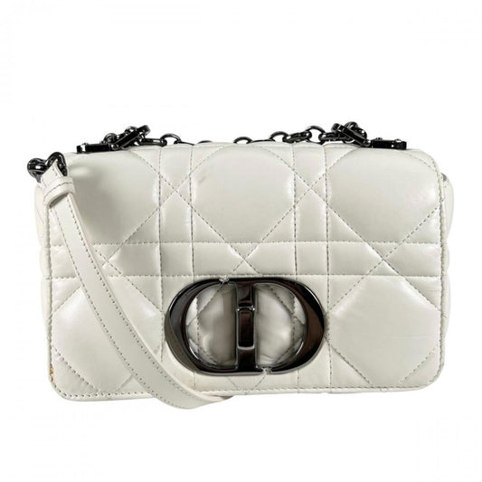 Christian Dior クリスチャンディオール ショルダーバッグ カナージュ カロ スモール M9241BNGK カーフ ホワイト 白 シルバー金具 レディース【中古品】