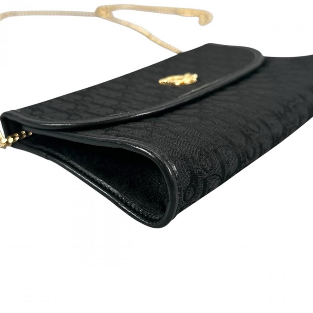 Dior ディオール ショルダーバッグ トロッター チェーンショルダー キャンバス ブラック 黒 ゴールド金具 レディース【中古品】