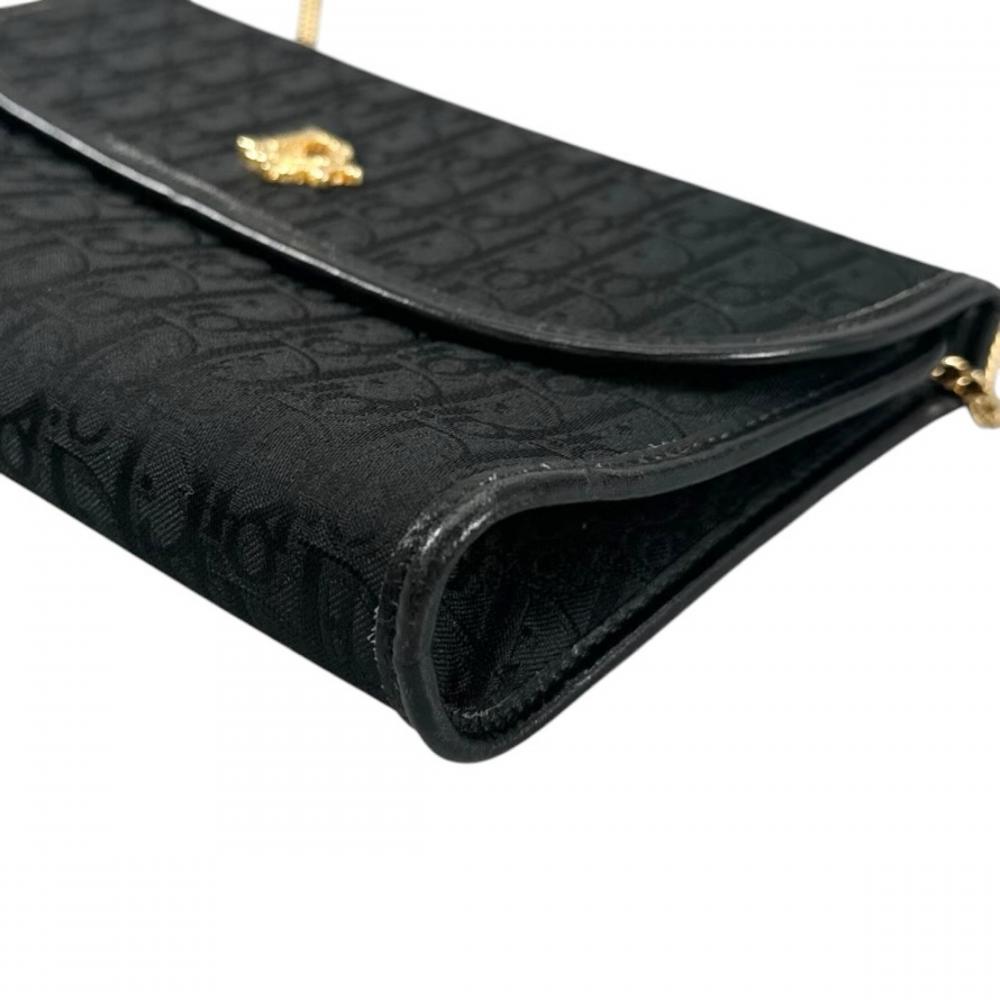Dior ディオール ショルダーバッグ トロッター チェーンショルダー キャンバス ブラック 黒 ゴールド金具 レディース【中古品】