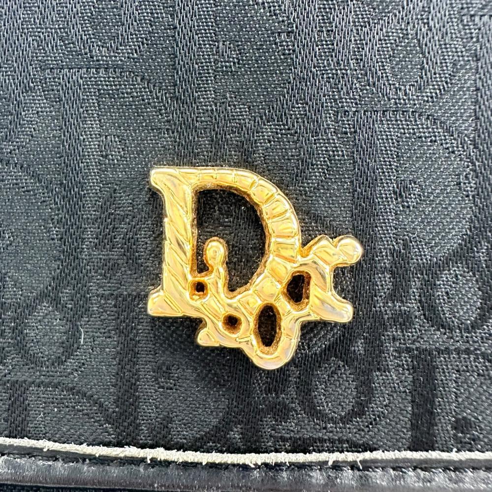 Dior ディオール ショルダーバッグ トロッター チェーンショルダー キャンバス ブラック 黒 ゴールド金具 レディース【中古品】