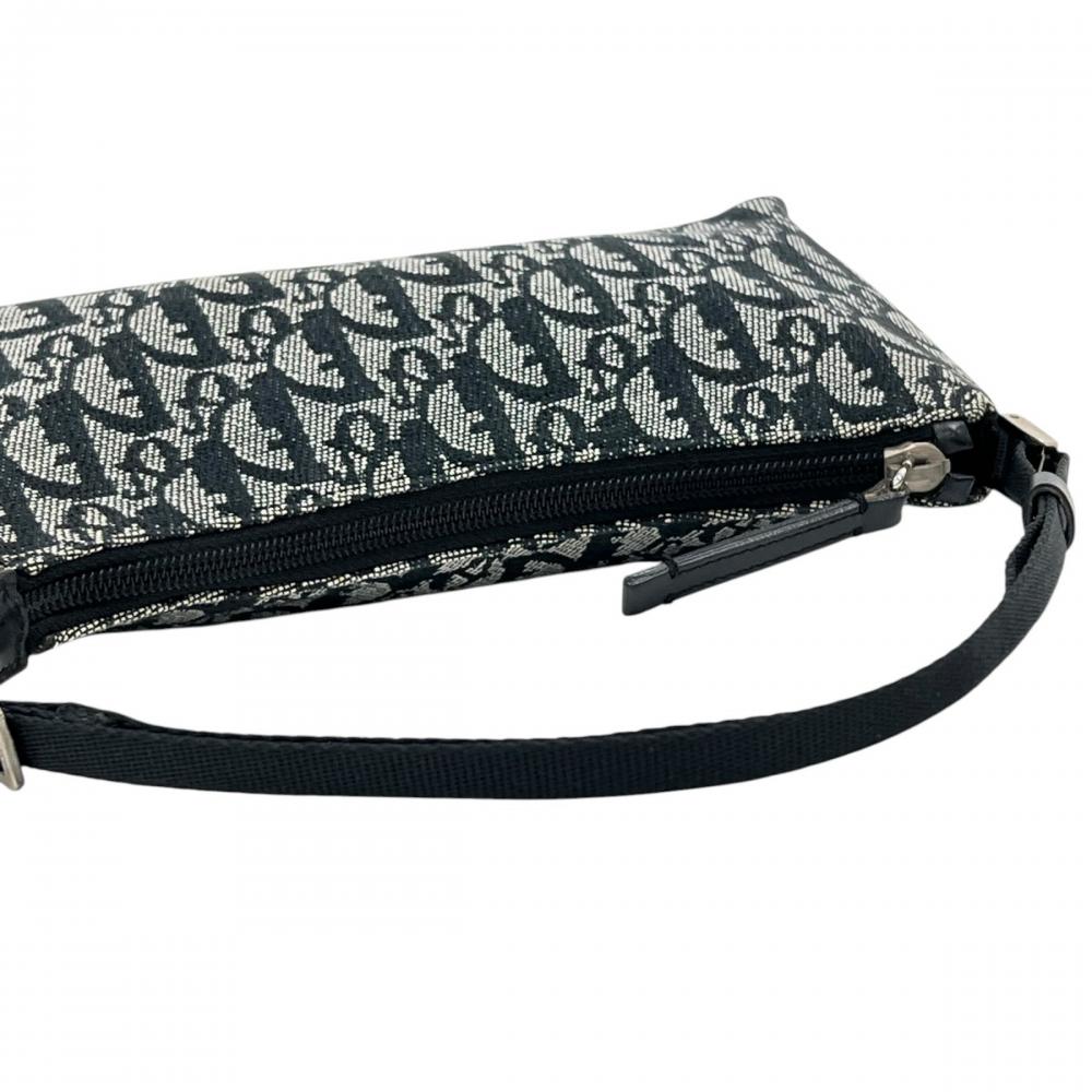 Christian Dior クリスチャンディオール ハンドバッグ トロッター ミニマル キャンバス レザー ブラック 黒 シルバー金具 レディース【中古品】