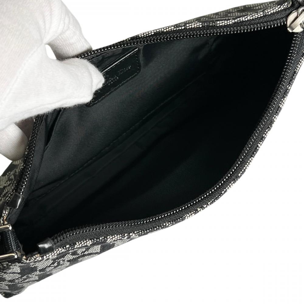Christian Dior クリスチャンディオール ハンドバッグ トロッター ミニマル キャンバス レザー ブラック 黒 シルバー金具 レディース【中古品】