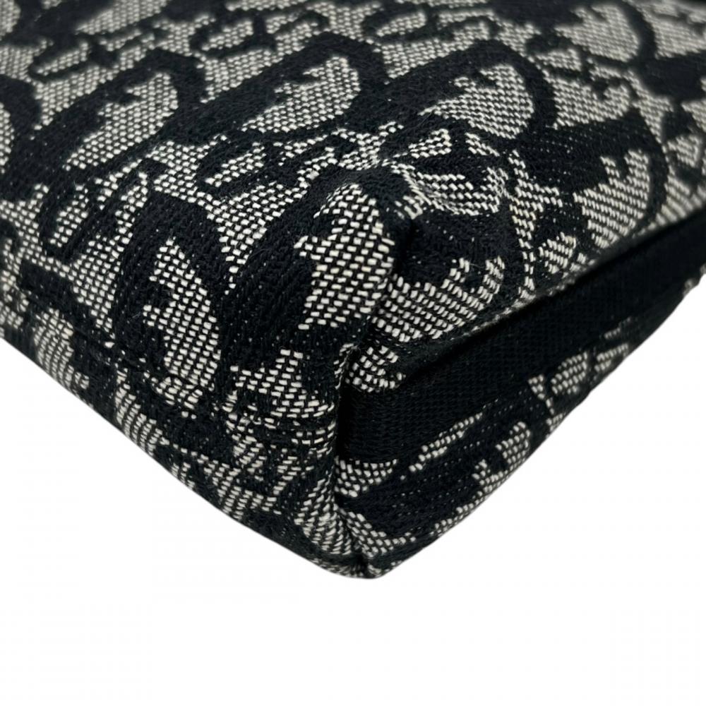 Christian Dior クリスチャンディオール ハンドバッグ トロッター ミニマル キャンバス レザー ブラック 黒 シルバー金具 レディース【中古品】