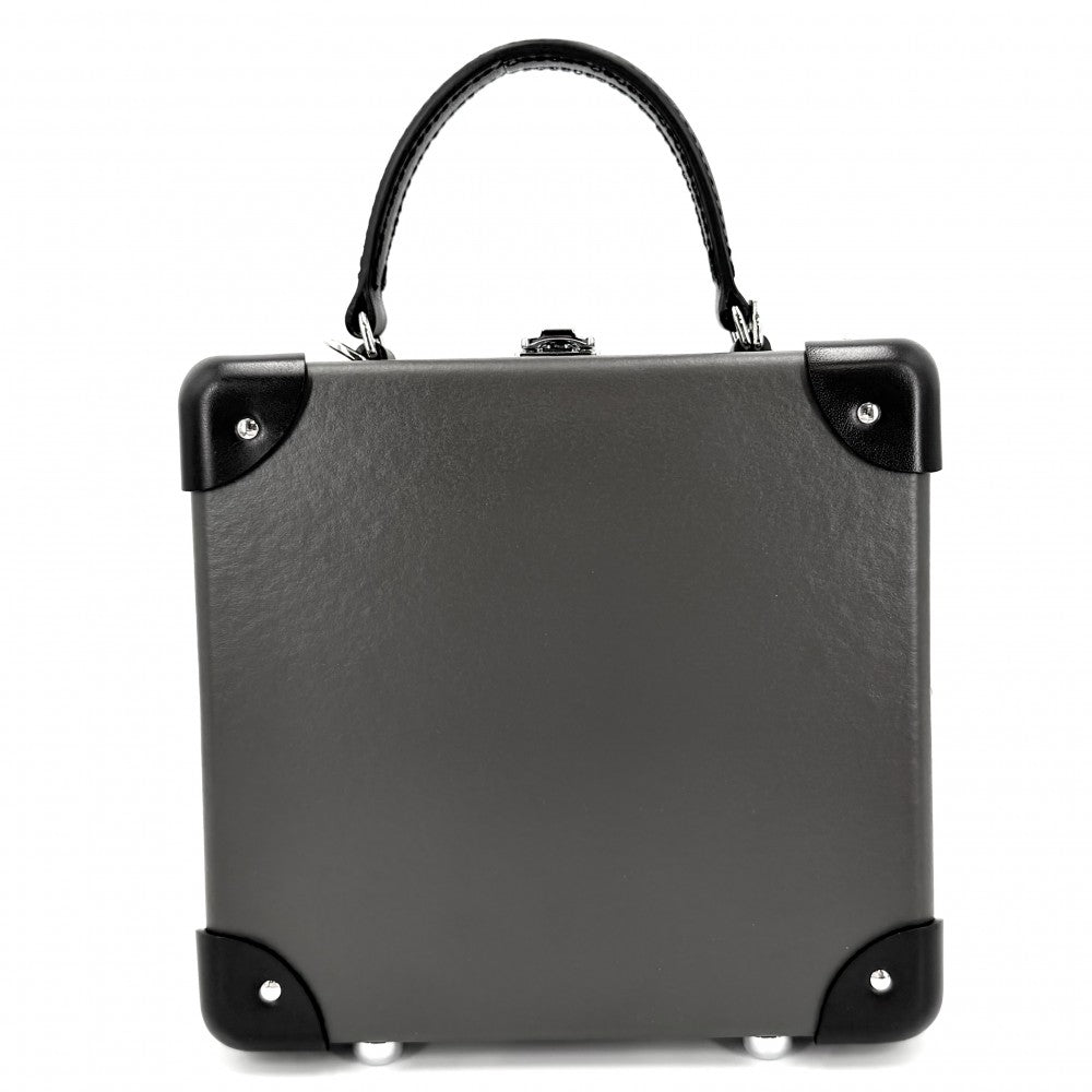 GLOBE TROTTER グローブトロッター 2WAY センテナリー ロンドン・スクエア アタッシュケース ショルダーバッグ ハンドバッグ レザー グレー ブラック 黒 シルバー金具 メンズ【中古品】