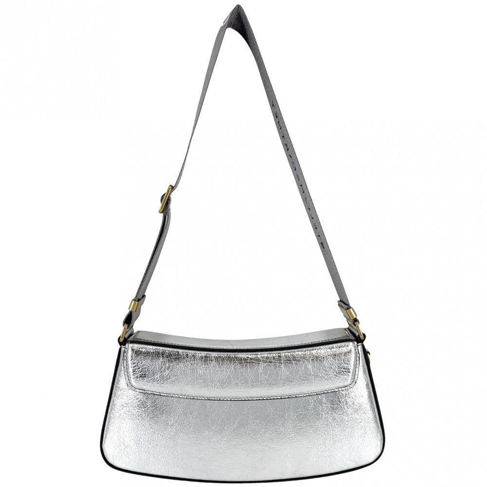 Stella McCartney ステラマッカートニー ショルダーバッグ Sウェーブ メタリック ショルダーバッグ 7B0025WP0152 レザー シルバー ゴールド金具 レディース【中古品】