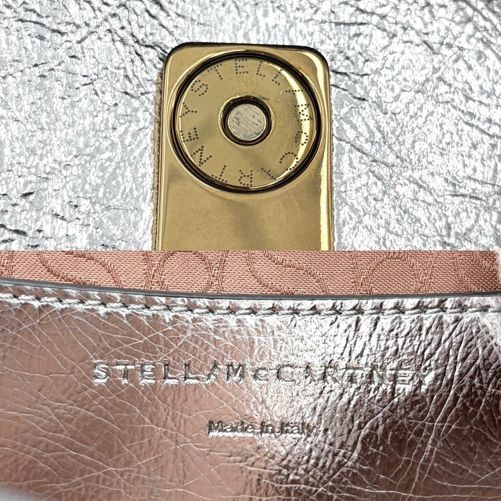 Stella McCartney ステラマッカートニー ショルダーバッグ Sウェーブ メタリック ショルダーバッグ 7B0025WP0152 レザー シルバー ゴールド金具 レディース【中古品】