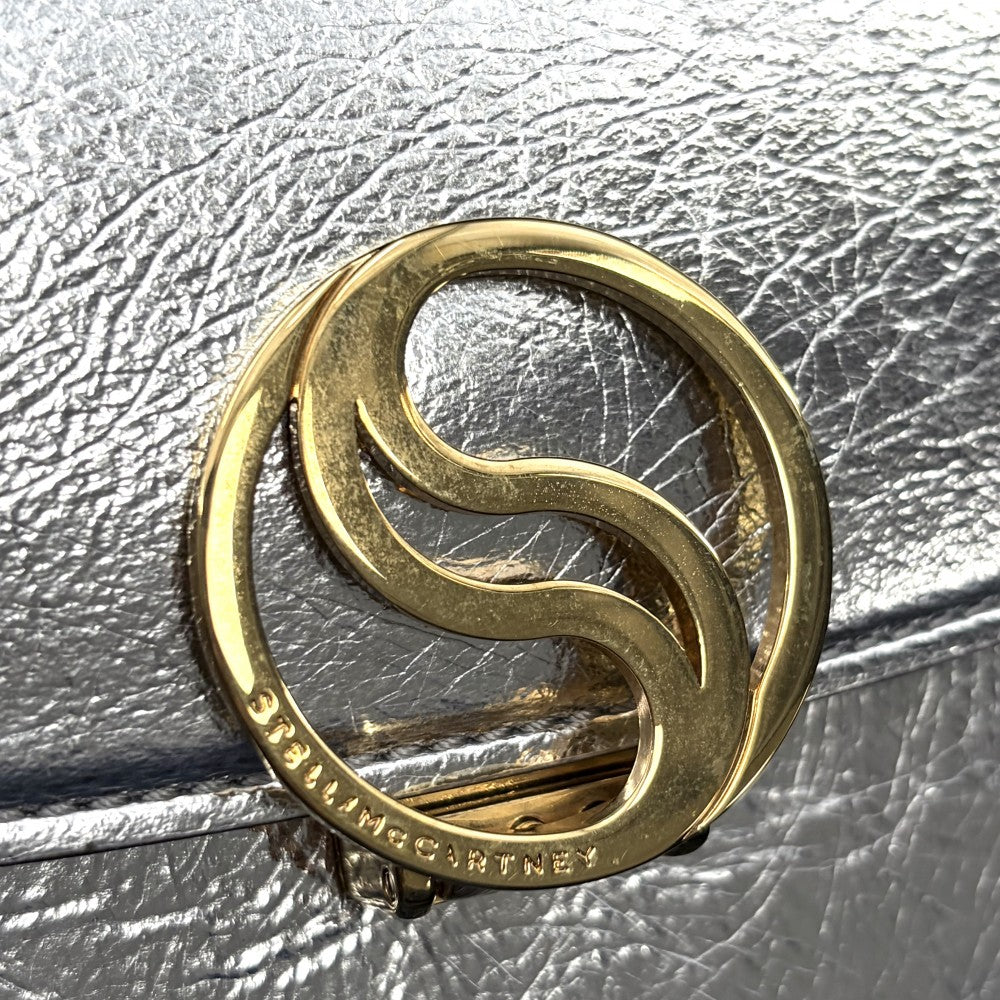 Stella McCartney ステラマッカートニー ショルダーバッグ Sウェーブ メタリック ショルダーバッグ 7B0025WP0152 レザー シルバー ゴールド金具 レディース【中古品】
