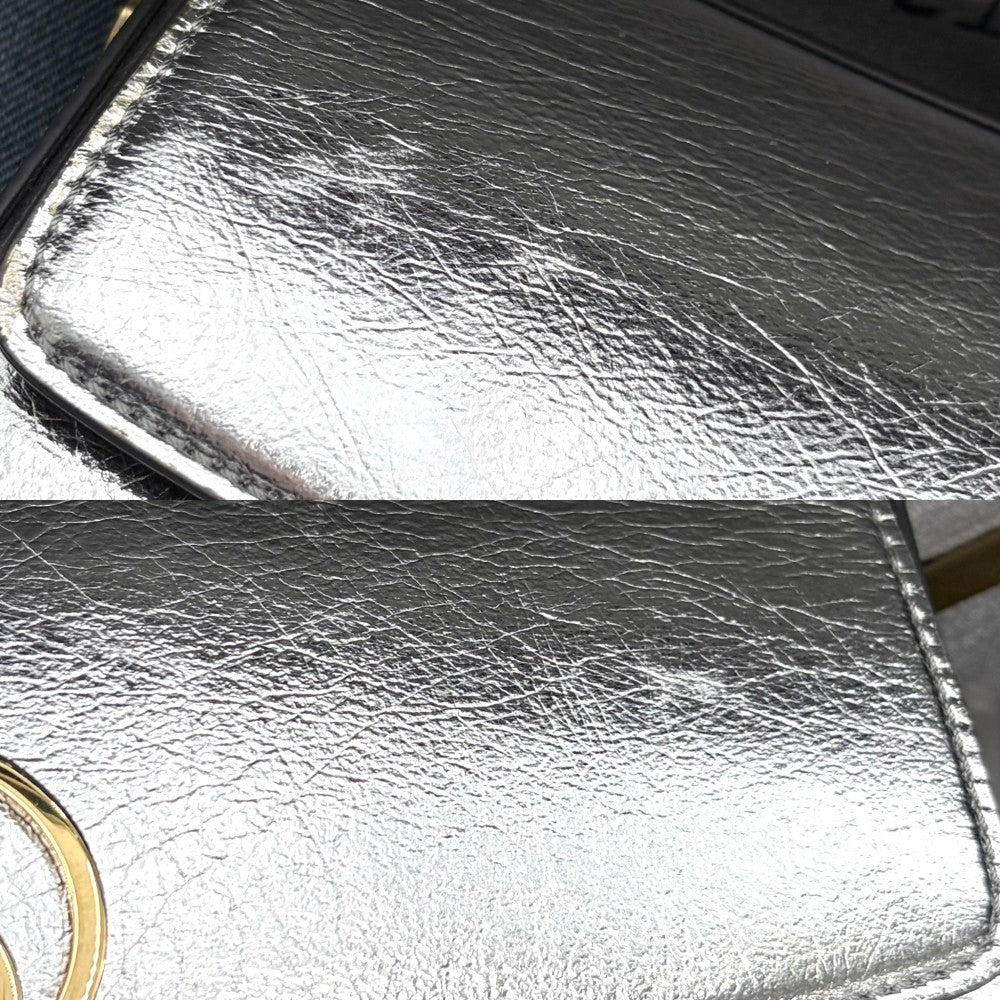 Stella McCartney ステラマッカートニー ショルダーバッグ Sウェーブ メタリック ショルダーバッグ 7B0025WP0152 レザー シルバー ゴールド金具 レディース【中古品】