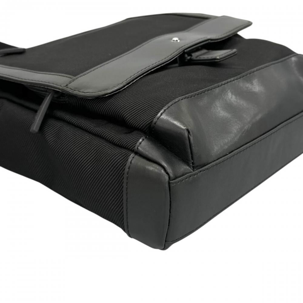 MONTBLANC モンブラン ショルダーバッグ フラップレポーター ナイトフライト BA417 レザー ブラック 黒 ブラック金具 メンズ【中古品】