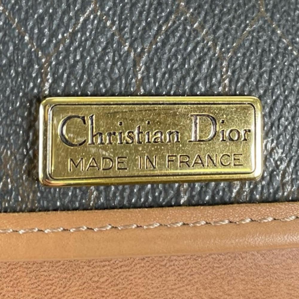 Christian Dior クリスチャンディオール ショルダーバッグ ハニカム PVCコーティングキャンバス カーフ ブラウン 茶 ゴールド金具 レディース【中古品】