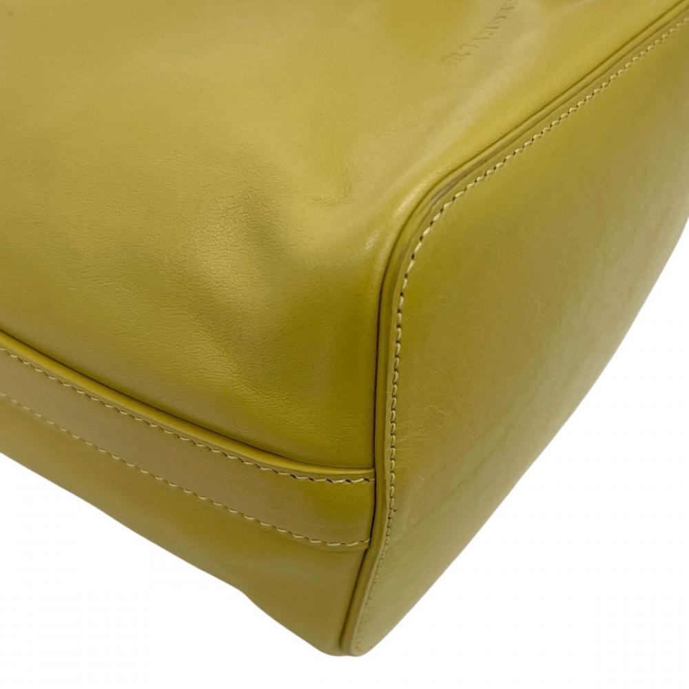 JIL SANDER ジルサンダー ショルダーバッグ ドローストリング ロゴ刻印 JSMU853338 レザー イエロー レディース【中古品】