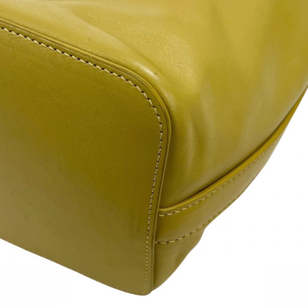 JIL SANDER ジルサンダー ショルダーバッグ ドローストリング ロゴ刻印 JSMU853338 レザー イエロー レディース【中古品】