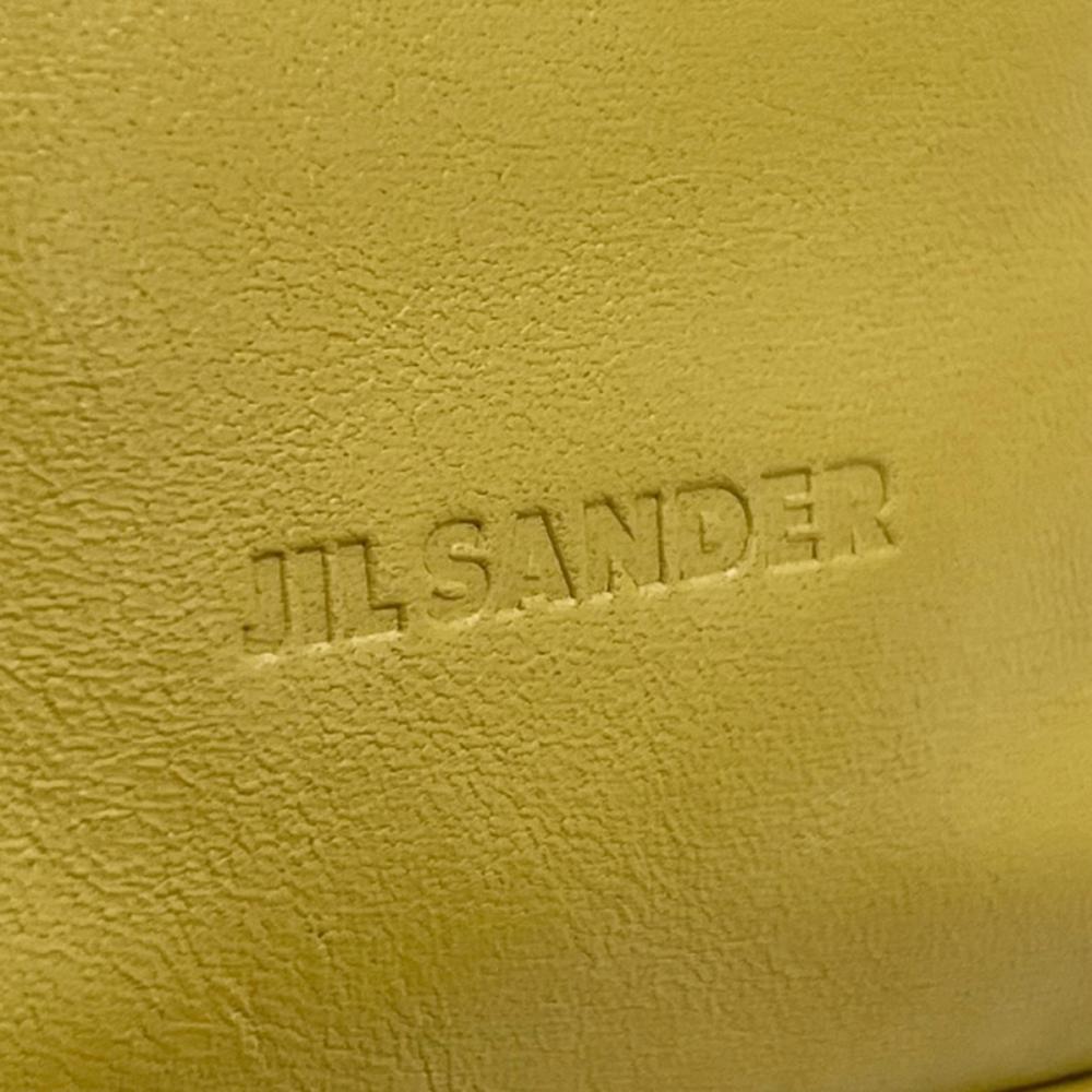 JIL SANDER ジルサンダー ショルダーバッグ ドローストリング ロゴ刻印 JSMU853338 レザー イエロー レディース【中古品】