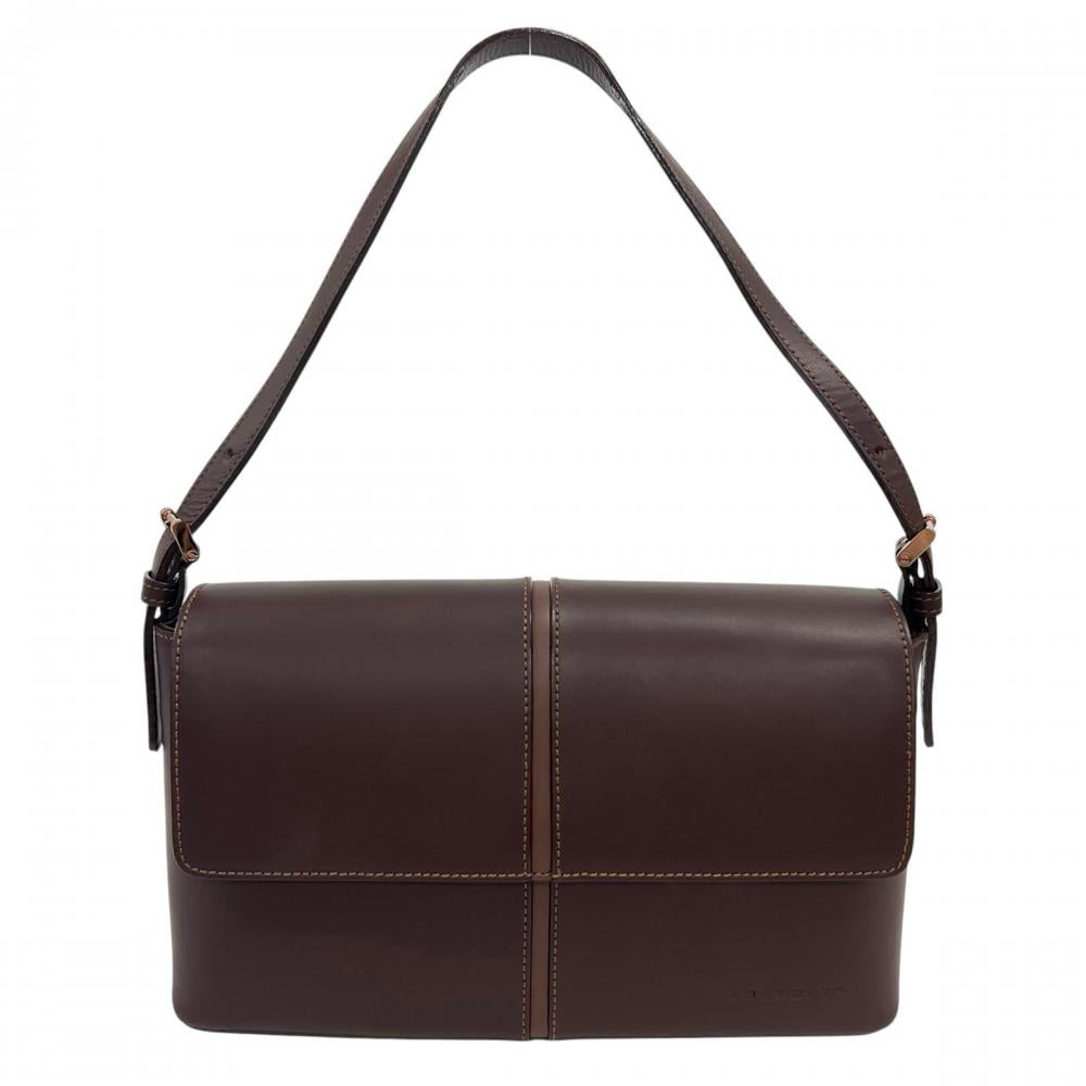 BURBERRY バーバリー ハンドバッグ ワンショルダー ノバチェック柄 レザー ブラウン 茶 ピンクゴールド金具 レディース【中古品】