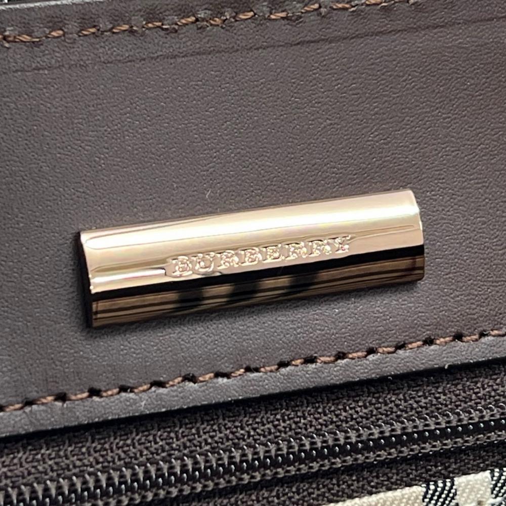 BURBERRY バーバリー ハンドバッグ ワンショルダー ノバチェック柄 レザー ブラウン 茶 ピンクゴールド金具 レディース【中古品】