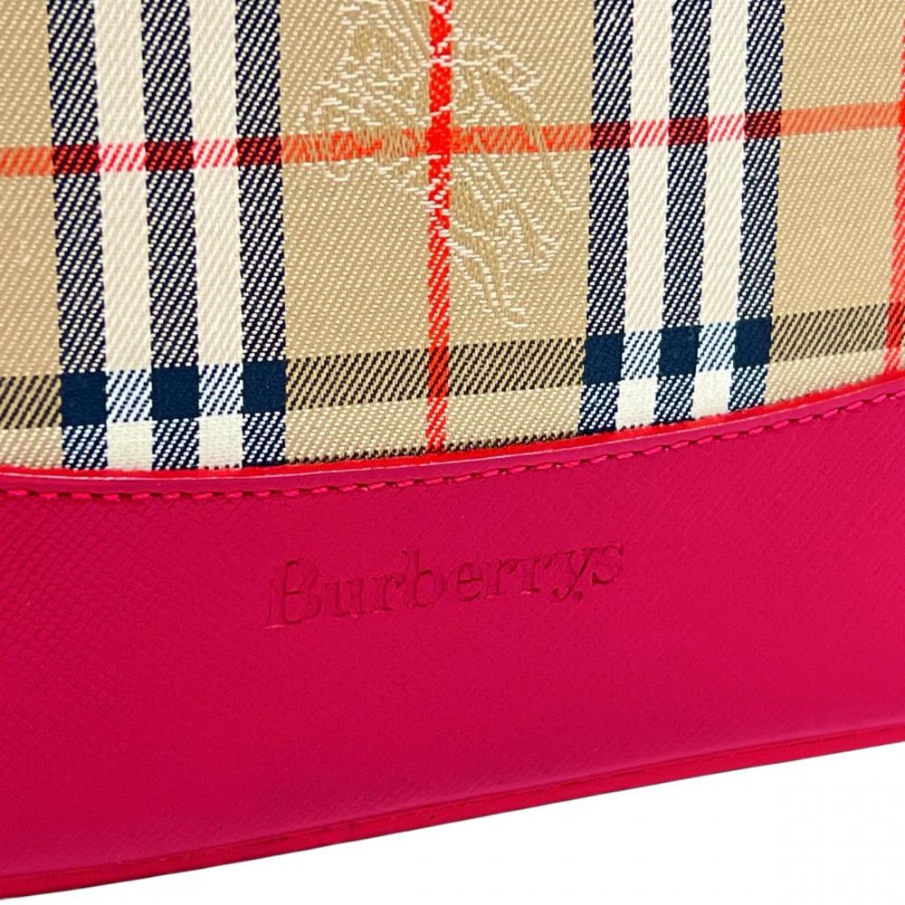 BALENCIAGA バレンシアガ ショルダーバッグ ヘイマーケットチェック ワンショルダー キャンバス レザー レッド 赤 ベージュ ゴールド金具 レディース【中古品】