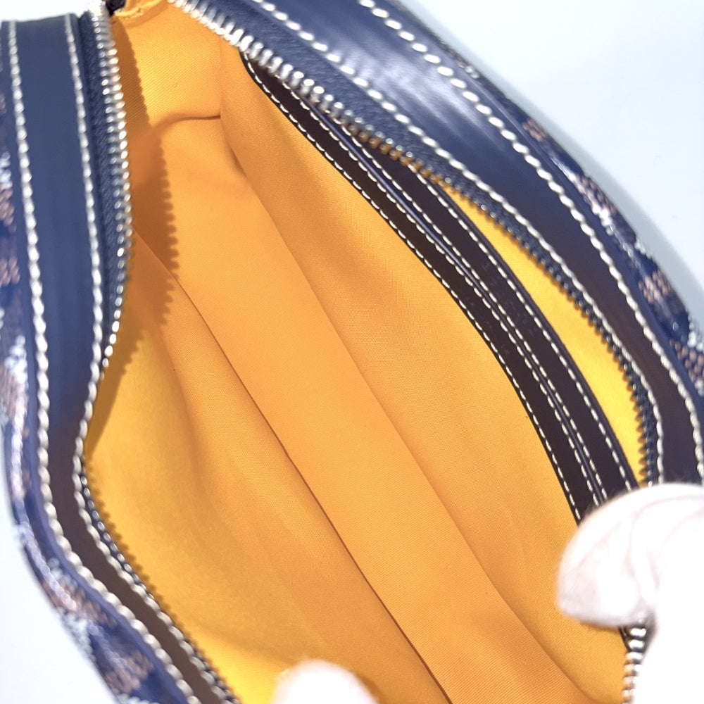 GOYARD ゴヤール ショルダーバッグ ヘリンボーン カップヴェール PM コーティングキャンバス レザー ネイビー 紺 シルバー金具 レディース【中古品】