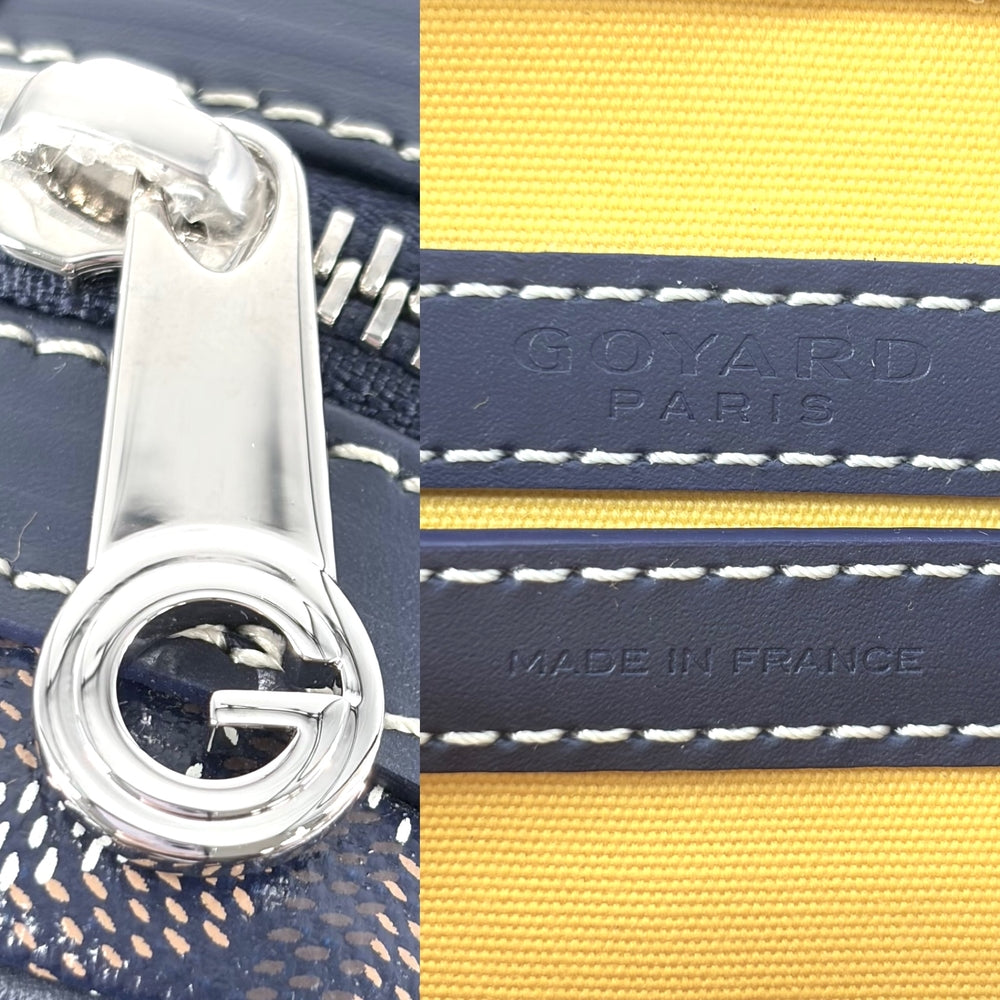 GOYARD ゴヤール ショルダーバッグ ヘリンボーン カップヴェール PM コーティングキャンバス レザー ネイビー 紺 シルバー金具 レディース【中古品】
