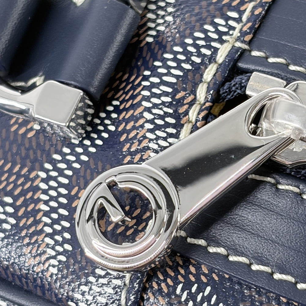 GOYARD ゴヤール ショルダーバッグ ヘリンボーン カップヴェール PM コーティングキャンバス レザー ネイビー 紺 シルバー金具 レディース【中古品】